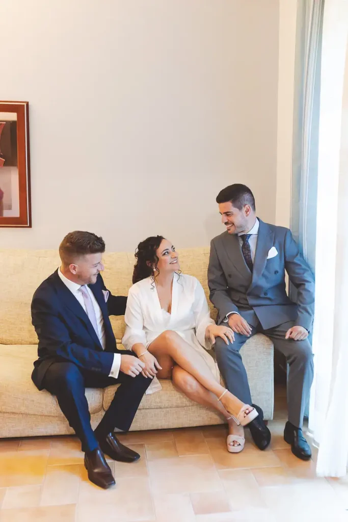 Paqui con sus mejores amigos antes de emprezar los preparativos