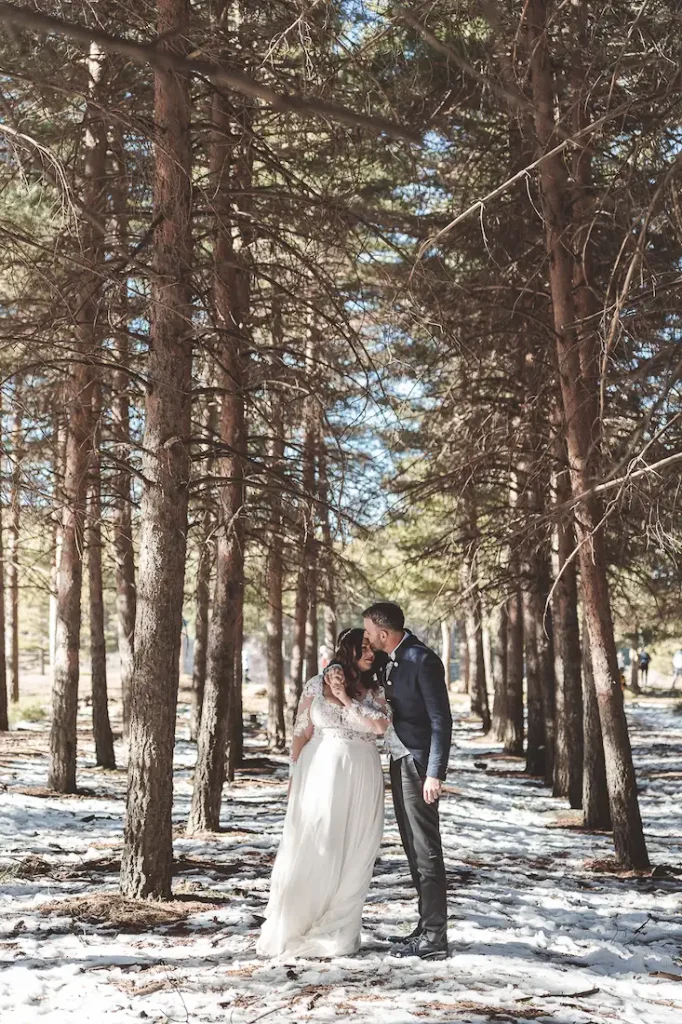 Paisaje de invierno en el Puerto de la Ragua durante una postboda