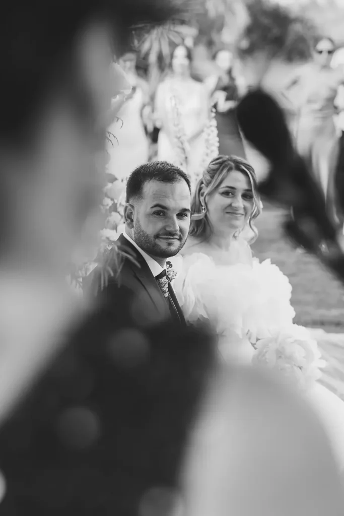 Foto en Blanco y negro durante la ceremonia de Marta y Álvaro